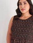 Studio Curve Shirred Bodice SL Dress, Tea Party Ditsy product photo View 04 S
