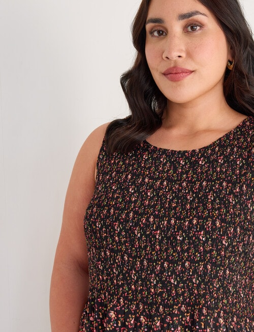 Studio Curve Shirred Bodice SL Dress, Tea Party Ditsy product photo View 04 L
