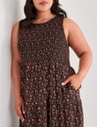 Studio Curve Shirred Bodice SL Dress, Tea Party Ditsy product photo View 05 S