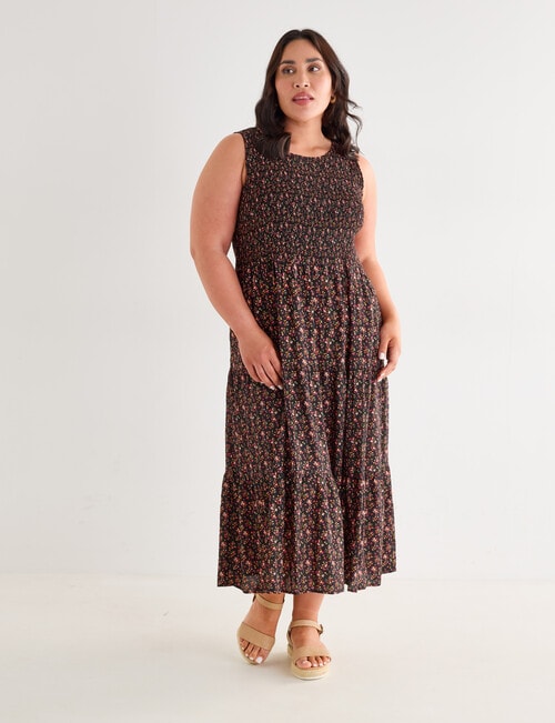 Studio Curve Shirred Bodice SL Dress, Tea Party Ditsy product photo View 06 L