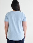 Studio Curve Organic Cotton Lemon Embroidery Scoop Neck Tee, Blue Spring product photo View 02 S