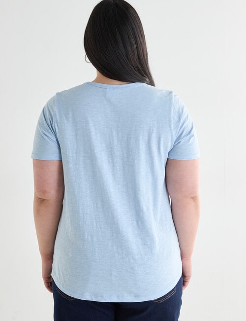 Studio Curve Organic Cotton Lemon Embroidery Scoop Neck Tee, Blue Spring product photo View 02 L
