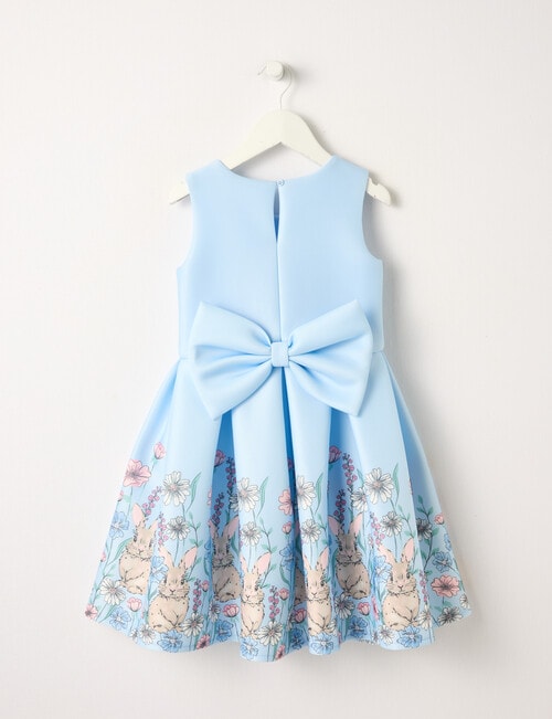 Mac & Ellie Party Collection Bunny Border Print Bow Dress, Light Blue product photo View 02 L
