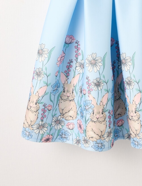 Mac & Ellie Party Collection Bunny Border Print Bow Dress, Light Blue product photo View 03 L