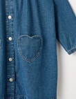 Mac & Ellie Heart Pocket Long Sleeve Denim Dress, Mid Blue product photo View 02 S