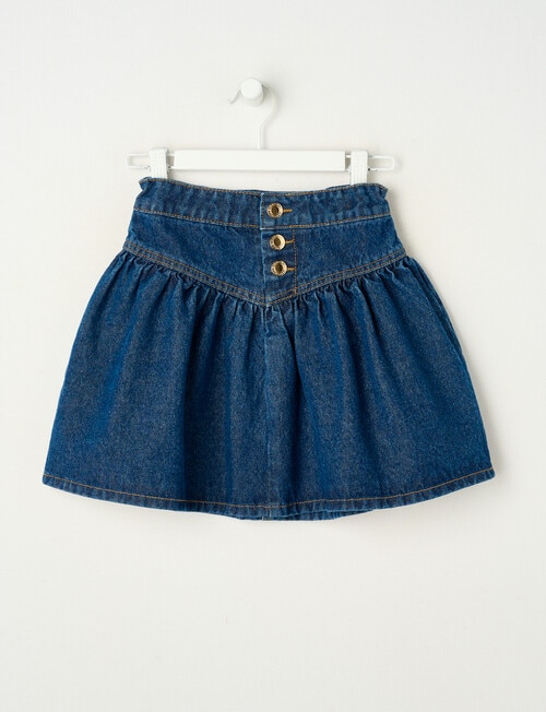 Mac & Ellie Gathered Denim Skirt, Indigo Blue product photo