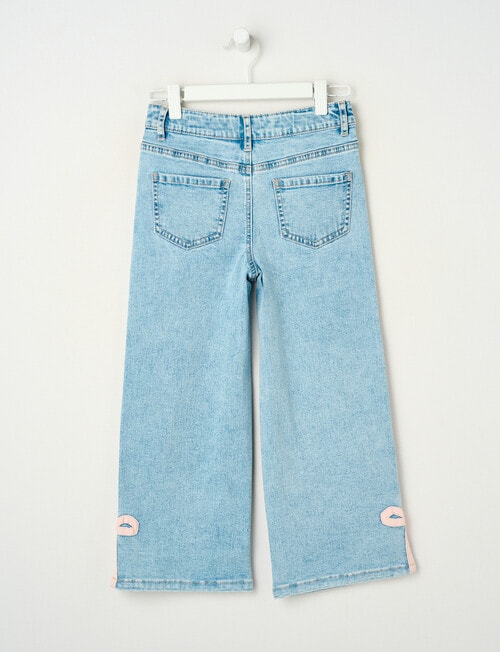 Mac & Ellie Bow Hem Wide Leg Jean, Light Blue product photo View 02 L