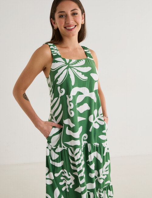 Zest Holiday Tiered Maxi Dress, Leaf product photo