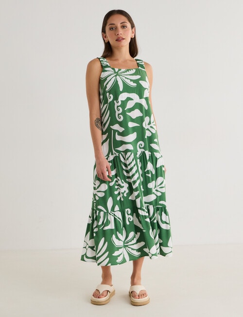 Zest Holiday Tiered Maxi Dress, Leaf product photo View 03 L