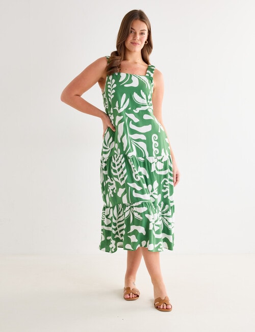 Zest Holiday Tiered Maxi Dress, Leaf product photo View 12 L
