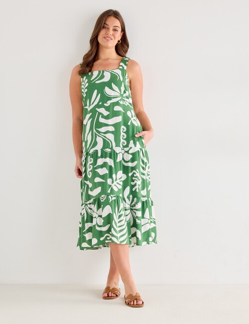 Zest Holiday Tiered Maxi Dress, Leaf product photo View 13 L