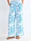 Zest Linen Wide Leg Pant, Tile Blue & White product photo