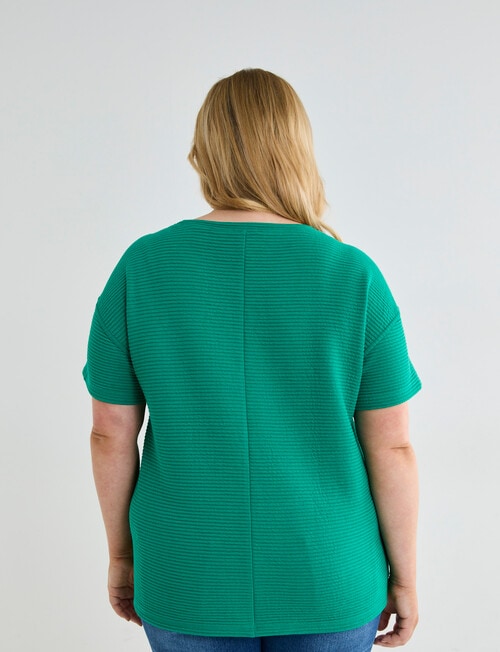 Studio Curve Ribbed Knit Tee, Emerald Green product photo View 02 L
