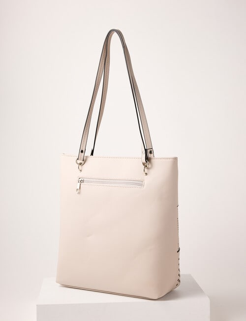 Pronta Moda Laser Cut Tote Bag, Beige product photo View 02 L