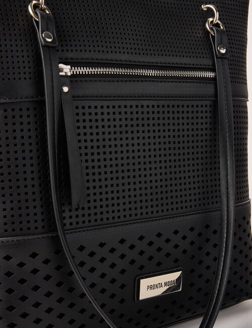 Pronta Moda Laser Cut Tote Bag, Black product photo View 03 L