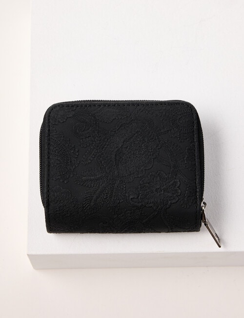Pronta Moda Embossed Paisley Small Wallet, Black product photo View 02 L