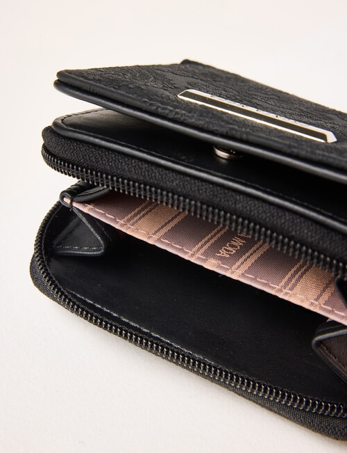 Pronta Moda Embossed Paisley Small Wallet, Black product photo View 04 L