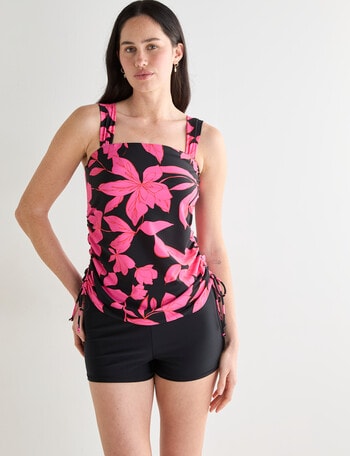 Zest Resort Ruch Side Tankini, Bold Pink Floral product photo