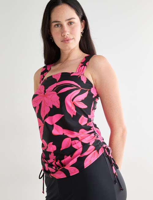 Zest Resort Ruch Side Tankini, Bold Pink Floral product photo View 05 L