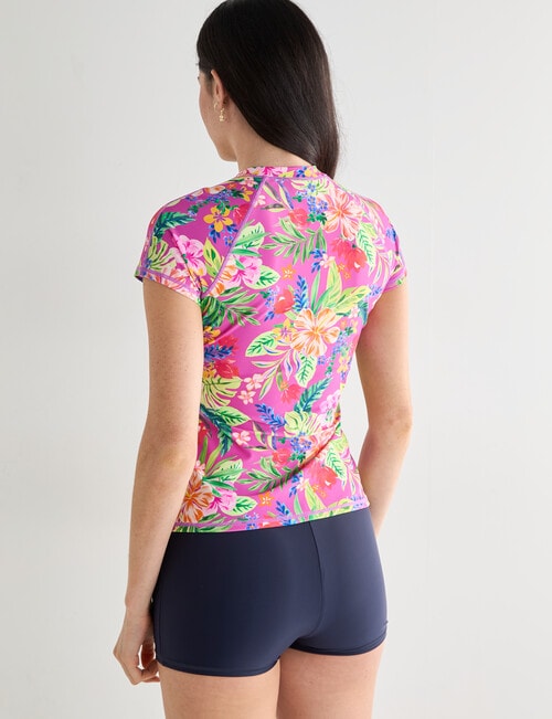 Zest Resort Short Sleeve Zip Rash Top, Hawaiian Sands product photo View 02 L