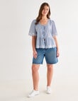 Zest Embroidered Tie Front Stripe Top, Blue product photo View 13 S