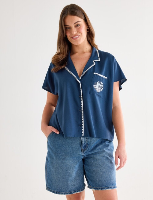 Zest Embroidery Stitch Shirt, Navy product photo View 12 L