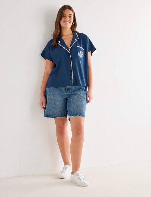 Zest Embroidery Stitch Shirt, Navy product photo View 13 L