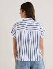 Zest Linen Blend Stripe Shirt, Blue & White product photo View 02 S