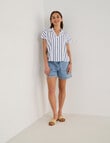 Zest Linen Blend Stripe Shirt, Blue & White product photo View 03 S