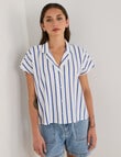 Zest Linen Blend Stripe Shirt, Blue & White product photo View 04 S