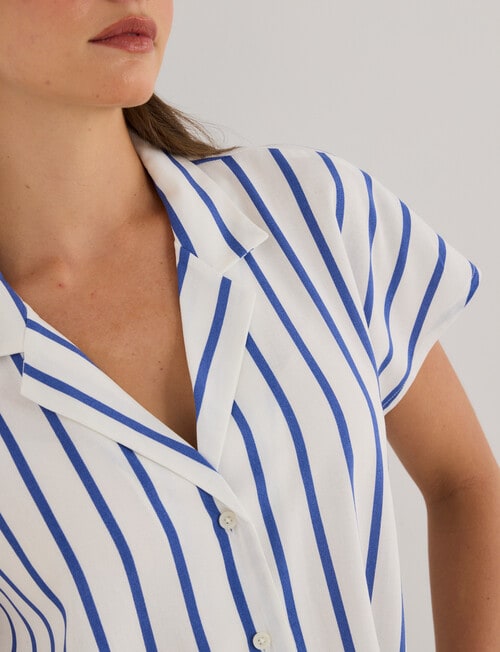 Zest Linen Blend Stripe Shirt, Blue & White product photo View 05 L