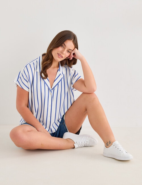 Zest Linen Blend Stripe Shirt, Blue & White product photo View 13 L