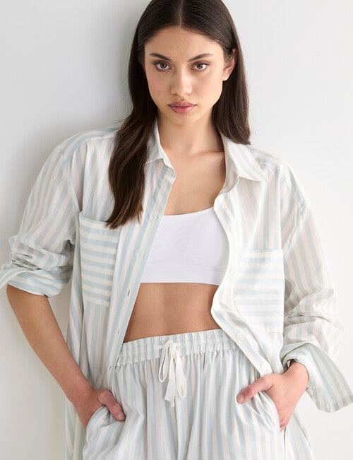 Mineral Sleep Shirt, Mint Stripe product photo View 07 L