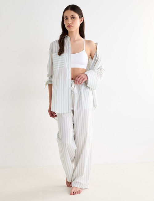 Mineral Sleep Shirt, Mint Stripe product photo View 03 L