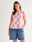Zest Linen Swing Tanks, Pink Check product photo View 12 S