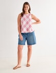 Zest Linen Swing Tanks, Pink Check product photo View 13 S