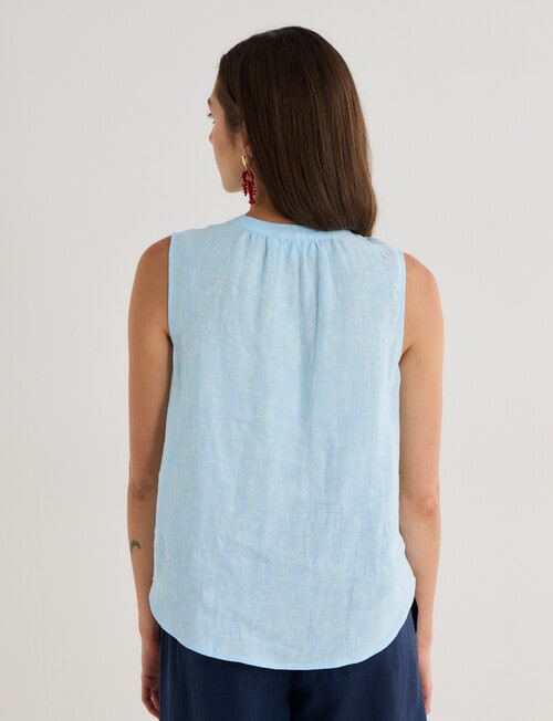 Zest Linen Sleeveless Top, Sky product photo View 02 L