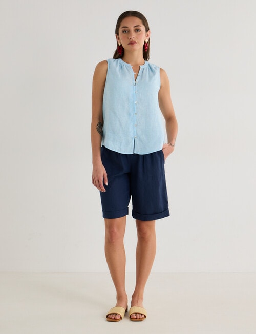 Zest Linen Sleeveless Top, Sky product photo View 03 L