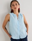 Zest Linen Sleeveless Top, Sky product photo View 04 S