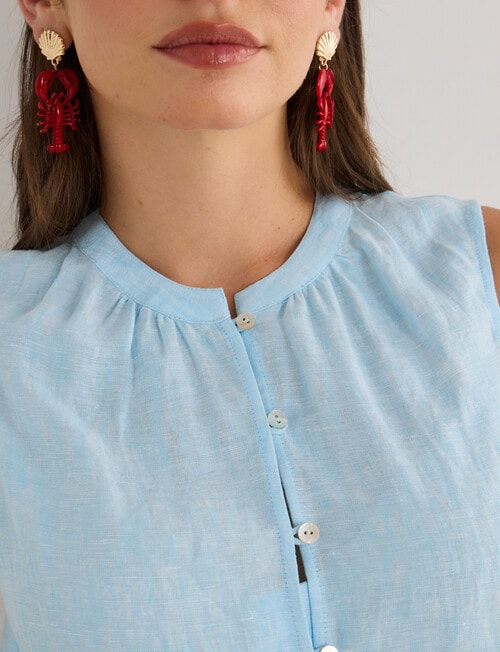 Zest Linen Sleeveless Top, Sky product photo View 05 L