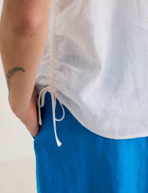 Zest Linen Cinch Top, White product photo View 07 L