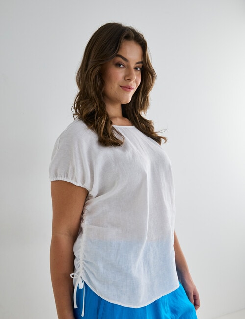 Zest Linen Cinch Top, White product photo View 13 L