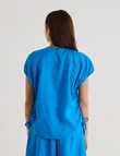 Zest Linen Cinch Top, Blue Jewel product photo View 02 S