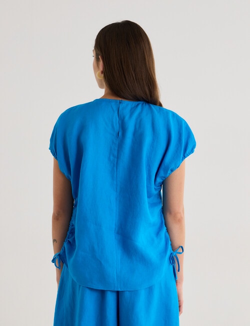 Zest Linen Cinch Top, Blue Jewel product photo View 02 L