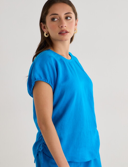 Zest Linen Cinch Top, Blue Jewel product photo View 04 L