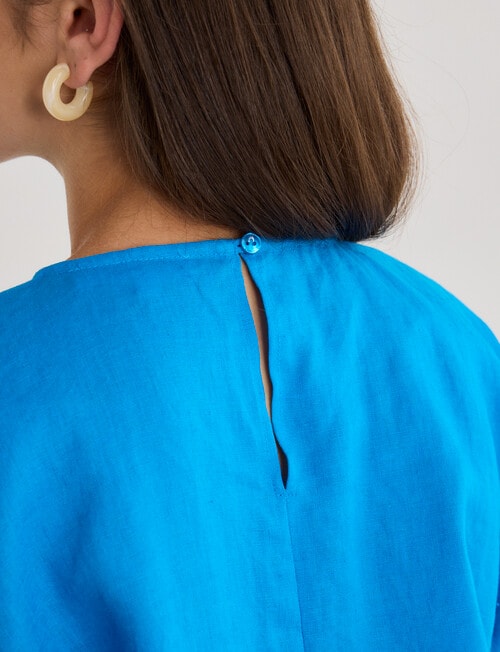 Zest Linen Cinch Top, Blue Jewel product photo View 06 L