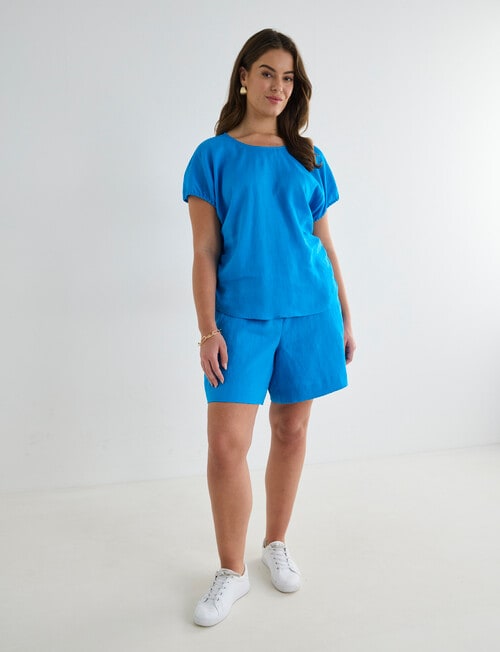 Zest Linen Cinch Top, Blue Jewel product photo View 12 L