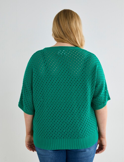 Studio Curve Mesh Knit Jumper, Emerald Green product photo View 02 L