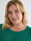 Studio Curve Mesh Knit Jumper, Emerald Green product photo View 04 S