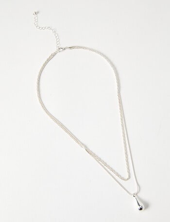 Whistle Accessories Teardrop Necklace, Silver Tone product photo